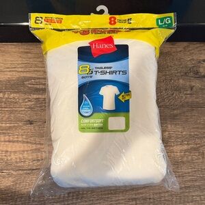 Hanes Boys' Tagless T-Shirts 8-Pack - White